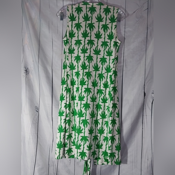 Diane Von Furstenberg Green Palm Sleeveless Yahzi Silk Jersey Wrap Dress - Picture 2 of 13